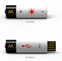 USB флешка + AA батарейка